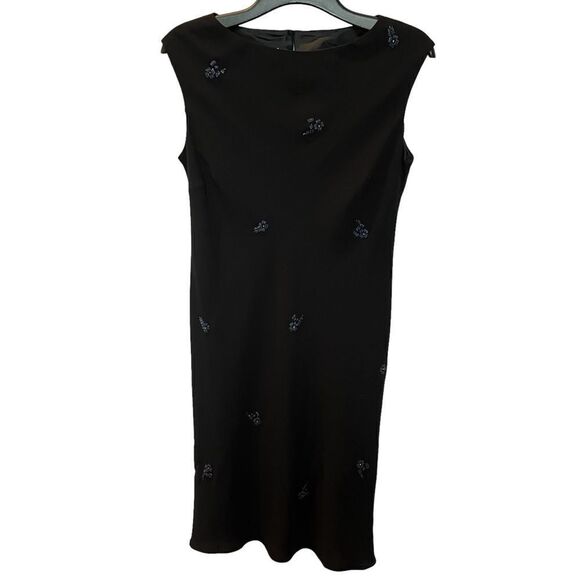 Evan Picone Women's Boat Neck Midi Dress, Sleeveless, Black/Blue Size 14 - Picture 1 of 10